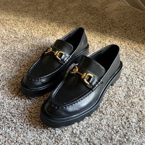 Lug Sole Leather Loafers